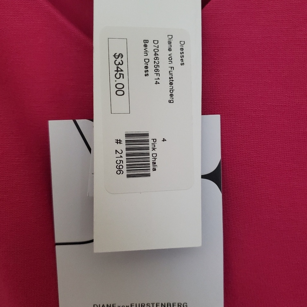 NWT Diane Von Furstenberg Bright Pink Cocktail dress w cinched waist, Size 4 - Picture 4 of 9